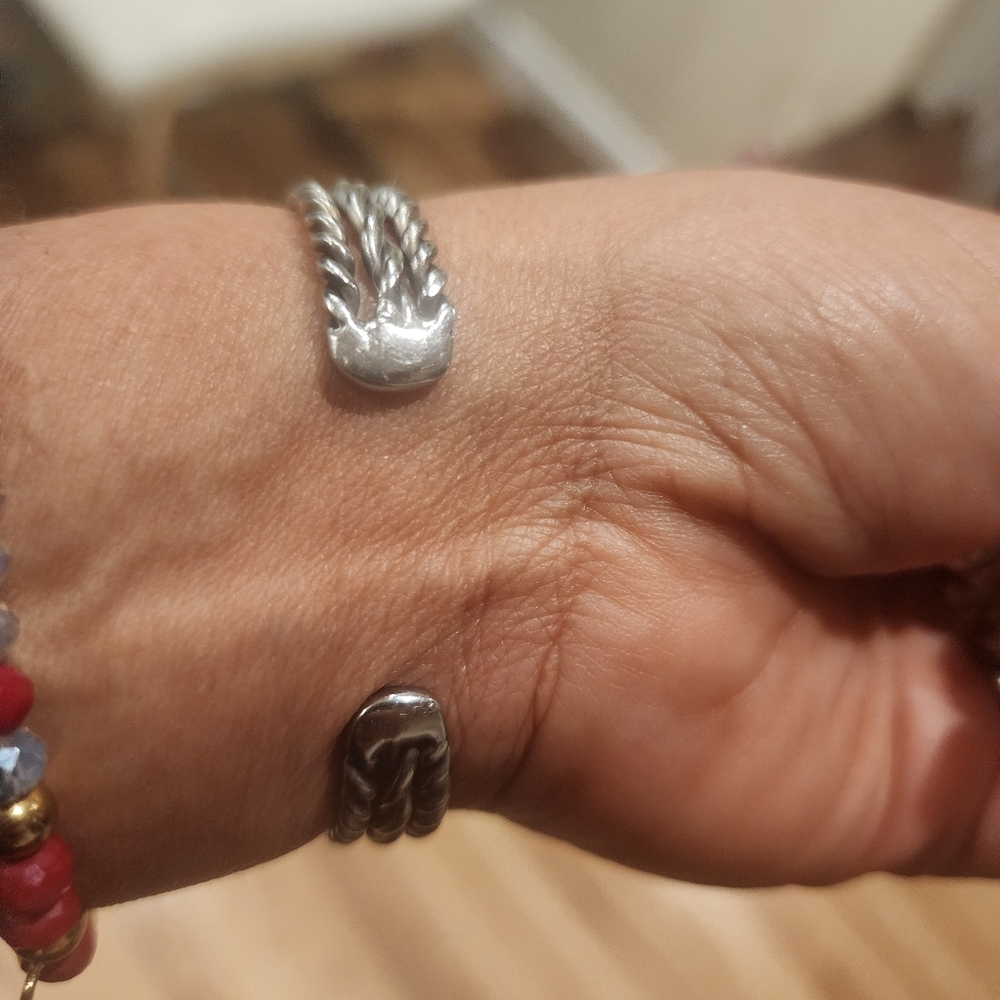 Silver Twisted Bangle Bracelets - image 2